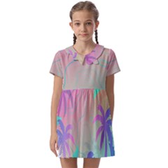 Nature Palm Tree Leaves Leaf Plant Tropical Kids  Asymmetric Collar Dress by Ravend