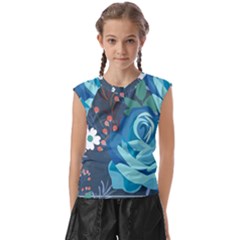 Floral Background Digital Art Kids  Raglan Cap Sleeve Tee by Ravend