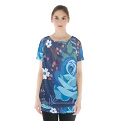 Floral Background Digital Art Skirt Hem Sports Top by Ravend