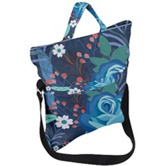 Floral Background Digital Art Fold Over Handle Tote Bag by Ravend