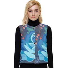 Floral Background Digital Art Women s Short Button Up Puffer Vest by Ravend