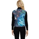 Floral Background Digital Art Women s Short Button Up Puffer Vest View2