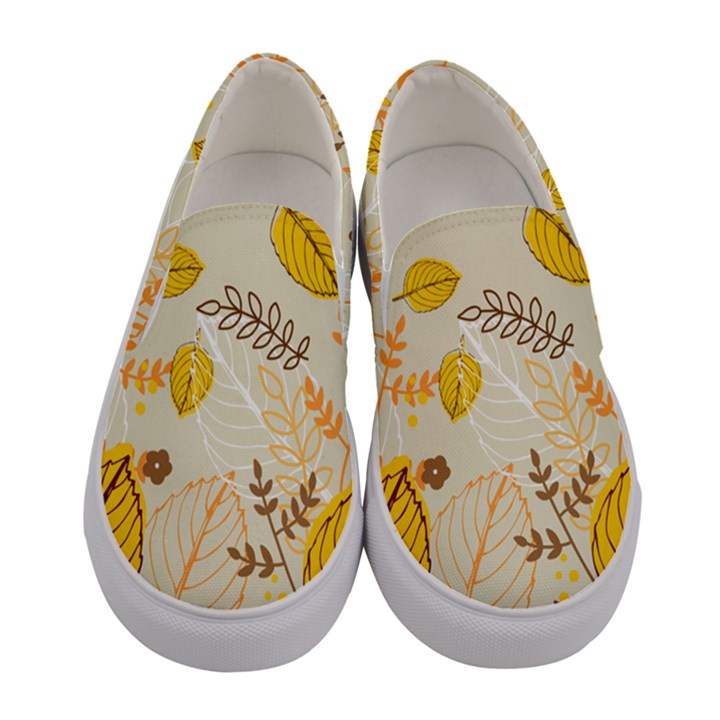 Nature Leaves Leaf Flowers Flower Background Wallpaper Women s Canvas Slip Ons