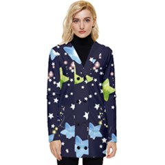 Illustration Abstract Heart Cover Blue Gift Button Up Hooded Coat  by danenraven