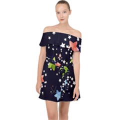 Illustration Abstract Heart Cover Blue Gift Off Shoulder Chiffon Dress