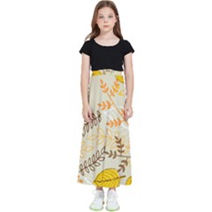 Leaf Leaves Flower Background Wallpaper Kids  Flared Maxi Skirt by danenraven