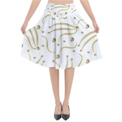 Illustration Pattern Seamless Golden 3d Flared Midi Skirt by danenraven