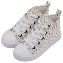 Illustration Pattern Seamless Golden 3d Kids  Mid-top Canvas Sneakers by danenraven