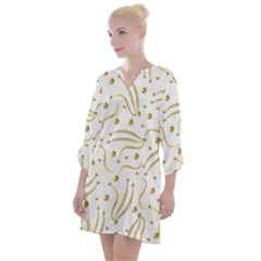 Illustration Pattern Seamless Golden 3d Open Neck Shift Dress by danenraven