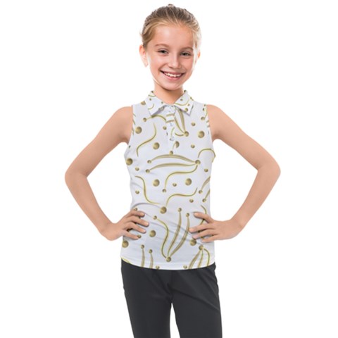 Illustration Pattern Seamless Golden 3d Kids  Sleeveless Polo Tee by danenraven