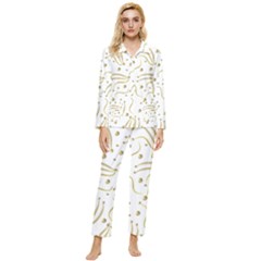 Illustration Pattern Seamless Golden 3d Womens  Long Sleeve Velvet Pocket Pajamas Set by danenraven