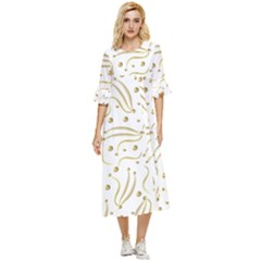 Illustration Pattern Seamless Golden 3d Double Cuff Midi Dress by danenraven