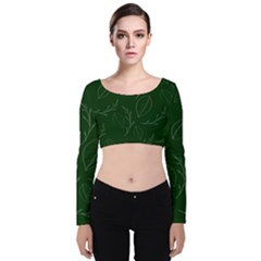 Leaves Leaf Foliage Plant  Background Velvet Long Sleeve Crop Top by danenraven