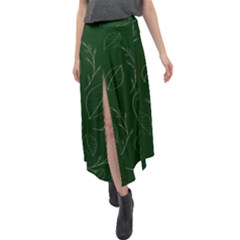 Leaves Leaf Foliage Plant  Background Velour Split Maxi Skirt by danenraven