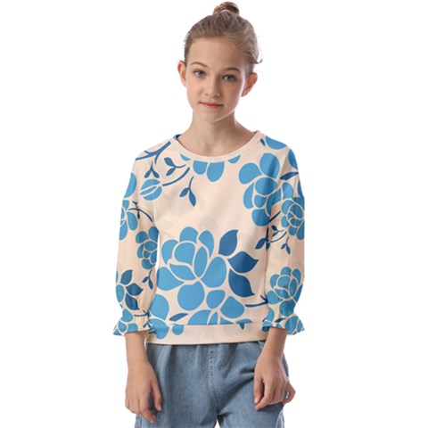 Flower Petal Branch Corolla Kids  Cuff Sleeve Top by danenraven