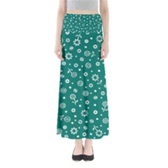 Flowers Floral Background Green Full Length Maxi Skirt by danenraven