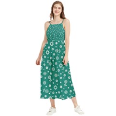 Flowers Floral Background Green Boho Sleeveless Summer Dress by danenraven