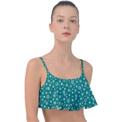 Flowers Floral Background Green Frill Bikini Top by danenraven