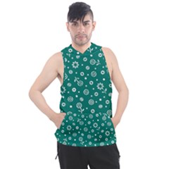 Flowers Floral Background Green Men s Sleeveless Hoodie by danenraven