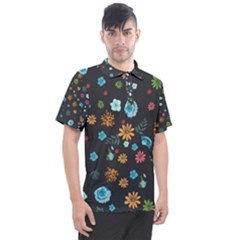 Flowers-leaves Leaf Background Floral Flora Men s Polo Tee by danenraven