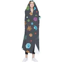 Flowers-leaves Leaf Background Floral Flora Wearable Blanket by danenraven