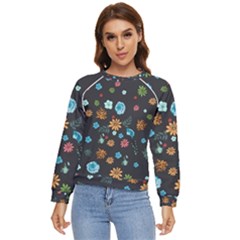 Flowers-leaves Leaf Background Floral Flora Women s Long Sleeve Raglan Tee