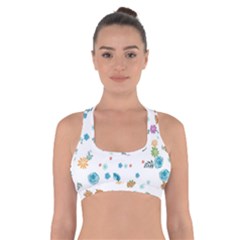 Flower Leaf Leaves Background Floral Cross Back Sports Bra by danenraven