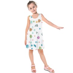 Flower Leaf Leaves Background Floral Kids  Sleeveless Dress by danenraven