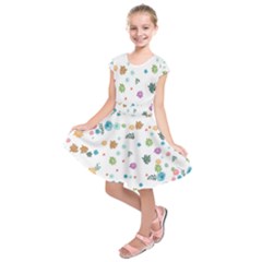 Flower Leaf Leaves Background Floral Kids  Short Sleeve Dress by danenraven