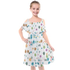 Flower Leaf Leaves Background Floral Kids  Cut Out Shoulders Chiffon Dress by danenraven