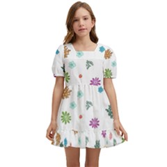 Flower Leaf Leaves Background Floral Kids  Short Sleeve Dolly Dress by danenraven