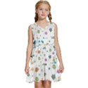 Flower Leaf Leaves Background Floral Kids  Sleeveless Tiered Mini Dress View1