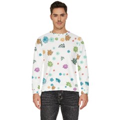 Flower Leaf Leaves Background Floral Men s Fleece Sweatshirt