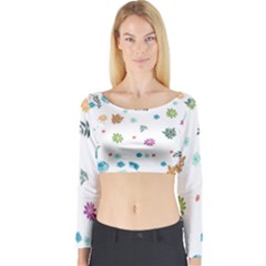 Flowers Flower Leaf Leaves Background Floral Flora Long Sleeve Crop Top by danenraven