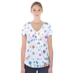 Flowers Flower Leaf Leaves Background Floral Flora Short Sleeve Front Detail Top by danenraven