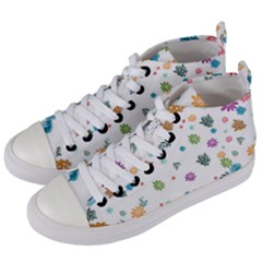 Flowers Flower Leaf Leaves Background Floral Flora Women s Mid-top Canvas Sneakers by danenraven