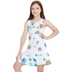 Flowers Flower Leaf Leaves Background Floral Flora Kids  Lightweight Sleeveless Dress by danenraven