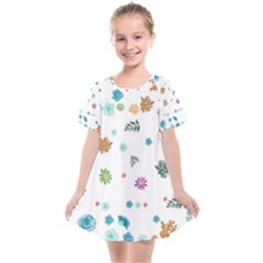 Flowers Flower Leaf Leaves Background Floral Flora Kids  Smock Dress by danenraven