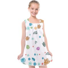 Flowers Flower Leaf Leaves Background Floral Flora Kids  Cross Back Dress