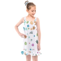 Flowers Flower Leaf Leaves Background Floral Flora Kids  Overall Dress by danenraven