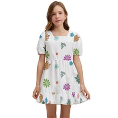 Flowers Flower Leaf Leaves Background Floral Flora Kids  Short Sleeve Dolly Dress by danenraven