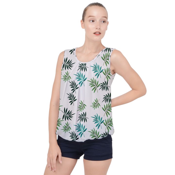 Leaves Leaf Green Nature Bubble Hem Chiffon Tank Top