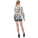 Leaves Leaf Green Nature High Neck Long Sleeve Chiffon Top View2