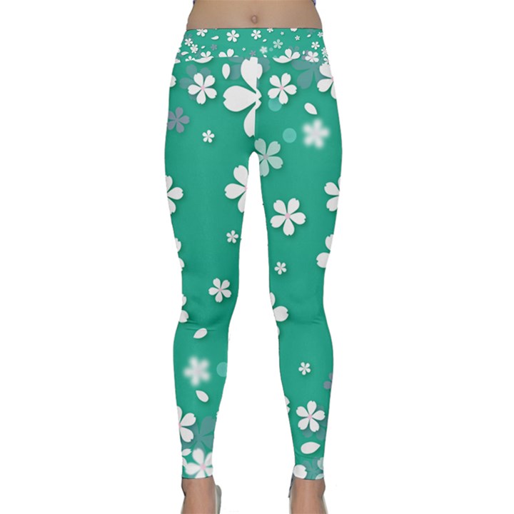 Illustration Background Daisy Flower Floral Classic Yoga Leggings