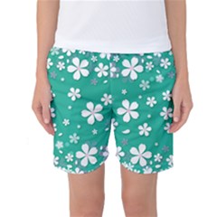 Illustration Background Daisy Flower Floral Women s Basketball Shorts by danenraven