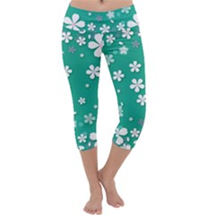 Illustration Background Daisy Flower Floral Capri Yoga Leggings by danenraven