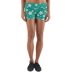 Illustration Background Daisy Flower Floral Yoga Shorts by danenraven