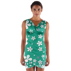 Illustration Background Daisy Flower Floral Wrap Front Bodycon Dress by danenraven