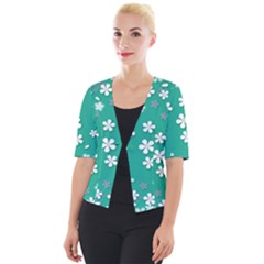 Illustration Background Daisy Flower Floral Cropped Button Cardigan by danenraven