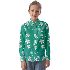 Illustration Background Daisy Flower Floral Kids  Long Sleeve Shirt by danenraven